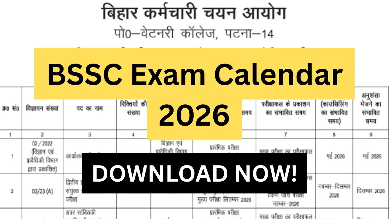 BSSC Exam Calendar 2026