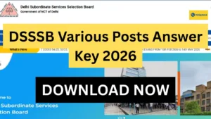 DSSSB Various Posts Answer Key 2026