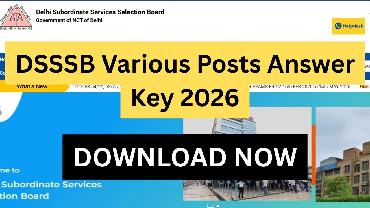 DSSSB Various Posts Answer Key 2026