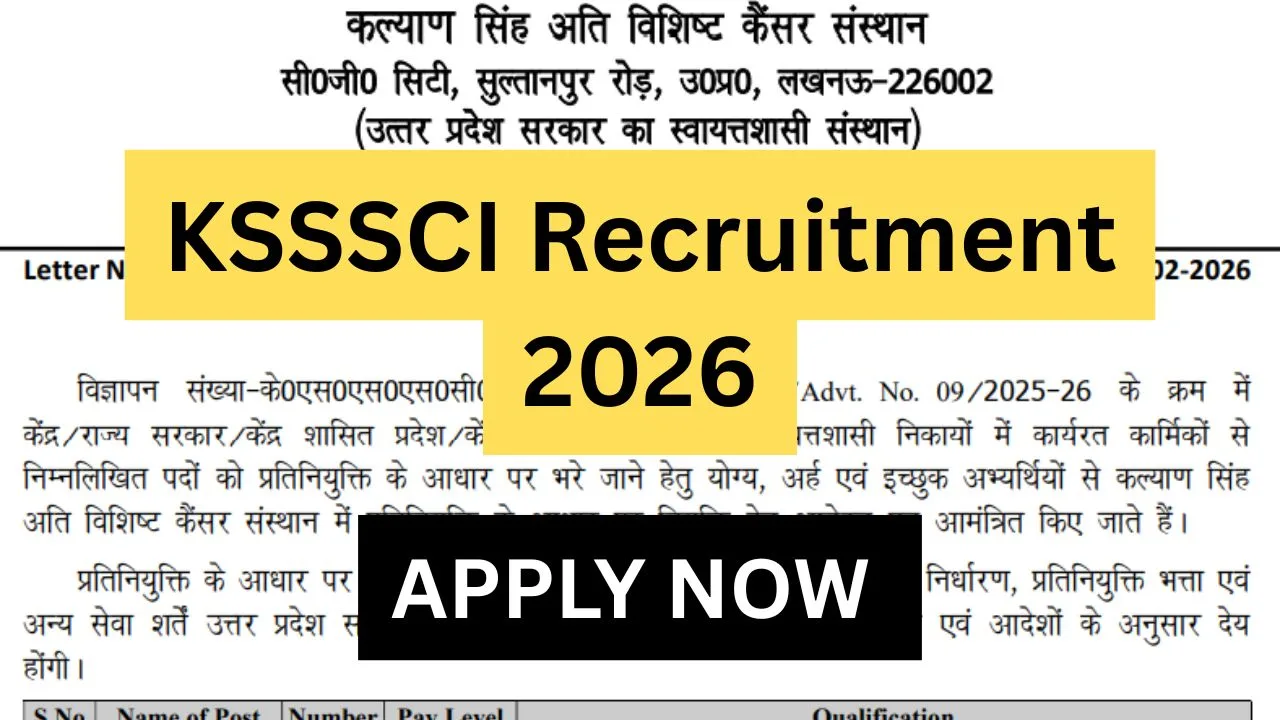 KSSSCI Recruitment 2026