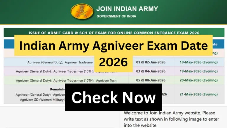 Indian Army Agniveer Exam Date 2026