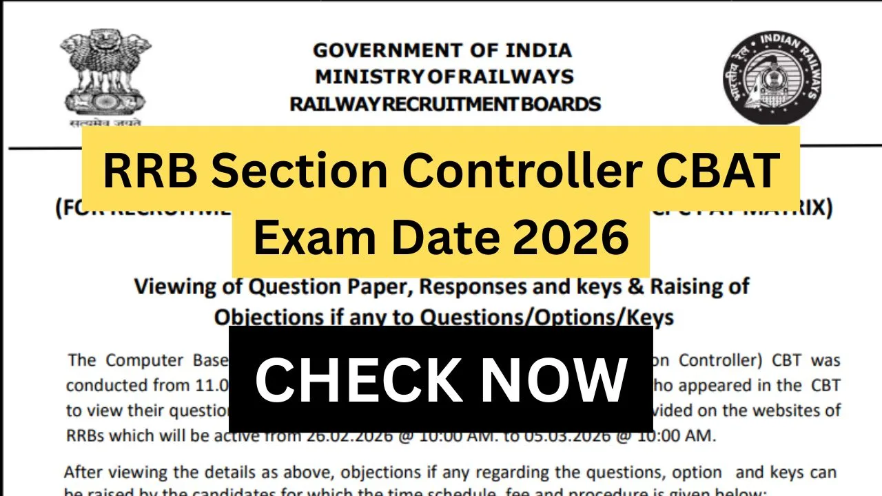 RRB Section Controller CBAT Exam Date 2026